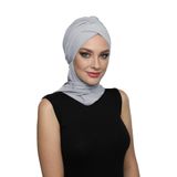 KARDELEN ATKILI AÇIK GRİ HAZIR TÜRBAN TESETTÜR BONE