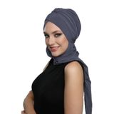 KARDELEN ATKILI KOYU GRİ HAZIR TÜRBAN TESETTÜR BONE