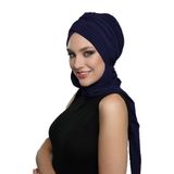KARDELEN ATKILI LACİVERT HAZIR TÜRBAN TESETTÜR BONE