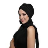 KARDELEN ATKILI SİYAH HAZIR TÜRBAN TESETTÜR BONE