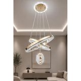 Kardelen Gold Modern Tasarım Sarkıt Led Avize 3 Renk Işık Kristal Görünüm Oturma Odası Yemek Odası Salon Yatak Odası