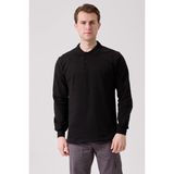 Kardelen İş Elbiseleri Galanthus Polo Sweat Erkek Uzun Kollu Pamuklu Sweatshirt İş ve Günlük Kullanım İçin - Siyah - XL