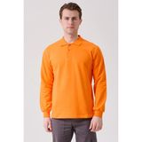 Kardelen İş Elbiseleri Galanthus Polo Sweat Erkek Uzun Kollu Pamuklu Sweatshirt İş ve Günlük Kullanım İçin - Turuncu