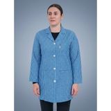 Kardelen İş Elbiseleri Uzun Kollu Pötikare Desenli Kadın Çalışma Önlüğü – Dayanıklı, Rahat Model - Saks Mavisi - XS