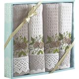 Kardelen Pamuklu Nakışlı Su Emici Mutfak Havlu Dantelli Gübürlü Kurulama Bezi - 40 x 60 cm - Kahverengi