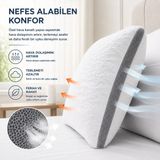 Karden Flower 2'li Klimalı Silikon Yastık 50X70 cm Terletme ve Koku Yapmayan Kapitone Yastık - Beyaz