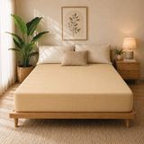 Karden Flower Premium %100 Pamuk Çift Kişilik Penye Lastikli Çarşaf - 180x200 cm Bej