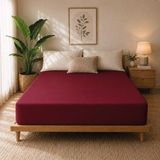 Karden Flower Premium Jersey Bordo Fitted %100 Pamuk Penye 120x200+30cm Tek Kişilik Lastikli Çarşaf