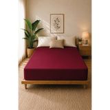 Karden Flower Premium Jersey Bordo Fitted %100 Pamuk Penye Tek / Çift Kişilik Lastikli Çarşaf
