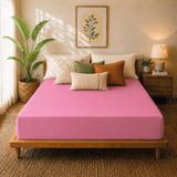 Karden Flower Premium Jersey Pembe Fitted %100 Pamuk Penye 100x200+30cm Tek Kişilik Lastikli Çarşaf