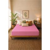 Karden Flower Premium Jersey Pembe Fitted %100 Pamuk Penye Tek / Çift Kişilik Lastikli Çarşaf