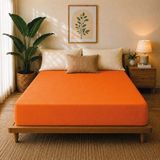 Karden Flower Premium Jersey Turuncu Fitted %100 Pamuk Penye 120x200+30cm Tek Kişilik Lastikli Çarşaf