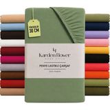 Karden Flower Premium Jersey Yeşil Fitted %100 Pamuk Penye 100x200+30cm Tek Kişilik Lastikli Çarşaf