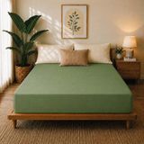 Karden Flower Premium Jersey Yeşil Fitted %100 Pamuk Penye 180x200+30cm Çift Kişilik Lastikli Çarşaf