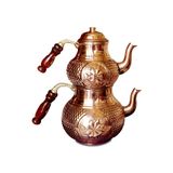 Kardeşler Bakır El Yapımı Yıldız Petek Zımba Çaydanlık Takımı