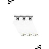 Kardeşler Çorap Unisex M Harfi Desenli Tenis Çorap (Harfli Çorap) 3'lü Paket - 36 - 42 - Beyaz