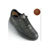 Kardeşler SHOE Erkek Hakiki Deri Ultra Rahat Ortapedik Taban Günlük Esnek Boğaz Bağcık Siyah Spor Ayakkabı