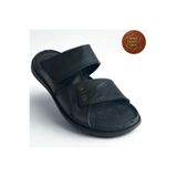 Kardeşler SHOE Siyah Hakiki Deri Erkek Cırtlı Terlik Ultra Ortapedik Yumuşak Hafif Günlük Rahat Siyah Terlik