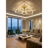 Kare 3+3'Lü Ledli Gold Avize