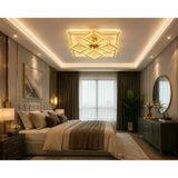 Kare 4+4'Lü Ledli Gold Avize