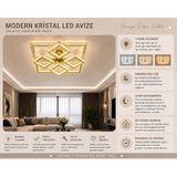 Kare 4+4'Lü Ledli Gold Avize