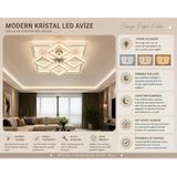 Kare 4+4'Lü Ledli Krom Avize