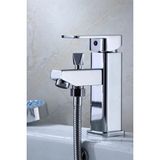 Kare Ağır Gövde Duş Çıkışlı Banyo Lavabo Bataryası Aç Kapa Kollu Lavabo Musluk