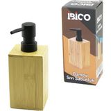 Kare Ahşap Bambu Sıvı Sabunluk Siyah Plastik Pompa Çap: 7cm - Y: 11.5cm (5067)