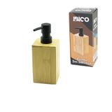KARE AHŞAP BAMBU SIVI SABUNLUK SİYAH PLASTİK POMPA ÇAP: 7CM - Y: 11.5CM (5264)