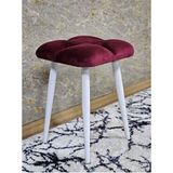 Kare Beyaz Boyalı Konik Ayaklı Tabure - Oturak - Bar Taburesi - Ayaklı Tabure Bordo Renk 33 x 48 Boyut/ebat - Çok Renkli