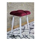 Kare Beyaz Boyalı Konik Ayaklı Tabure - Oturak - Bar Taburesi - Ayaklı Tabure Bordo Renk 33 X 48 Boyut/Ebat