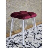 Kare Beyaz Boyalı Telli Ayaklı Tabure - Oturak - Bar Taburesi - Ayaklı Tabure Bordo Renk 33 x 48 Boyut/ebat - Çok Renkli