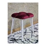 Kare Beyaz Boyalı Telli Ayaklı Tabure - Oturak - Bar Taburesi - Ayaklı Tabure Bordo Renk 33 X 48 Boyut/Ebat