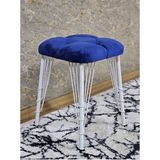 Kare Beyaz Boyalı Telli Ayaklı Tabure - Oturak - Bar Taburesi - Ayaklı Tabure Mavi Renk 33 x 48 Boyut/ebat - Çok Renkli