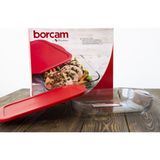 Kare Borcam Tepsi, Silikon Kapaklı, Kırmızı, Dayanıklı ve Şık Tasarım - Açık Gri - Seçenek 1