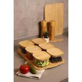 Kare Cam 6’lı Kahvaltılık Set – Bambu Kapaklı, Bambu Tepsili, Doğal Ahşap Sunum Tepsisiyle, Hava Geçirmez Vakumlu Kapaklı, Şık ve Sağlıklı Cam Kahvaltı Takımı (6 Lı Kare) - standart