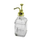 Kare Cam Şişe - Şeffaf Sivi Sabunluk 500Ml Pompa - Musluk Ayrik Model Başli (5047)