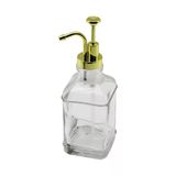 Kare Cam Şişe - Şeffaf Sıvı Sabunluk 500Ml Pompa - Musluk Ayrık Model Başlı (5433)