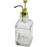Kare Cam Şişe - Şeffaf Sıvı Sabunluk 500ML Pompa - Musluk Ayrık Model Başlı