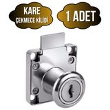 Kare Çekmece Kilidi Anahtarlı Dolap Mobilya Kilidi(Kare) - Krom - KARE - 1 ADET