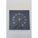 Kare Çizgi Desenli Türk Rakamı Siyah ve Gümüş Dekoratif Siyah & Gümüş 50x50cm Duvar Saati