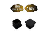 Kare Demir Profil İç Tapa Geçme Plastik Ayak Geçme Koruma Plastiği(25Mm)(Siyah) Siyah 25Mm Siyah - 4 Adet