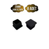 Kare Demir Profil İç Tapa Geçme Plastik Ayak Geçme Koruma Plastiği(25Mm)(Siyah) Siyah 25Mm Siyah - 8 Adet