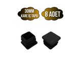 Kare Demir Profil İç Tapa Geçme Plastik Ayak Geçme Koruma Plastiği(30Mm)(Siyah) Siyah 30Mm Siyah - 8 Adet