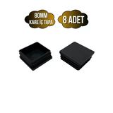 Kare Demir Profil İç Tapa Geçme Plastik Ayak Geçme Koruma Plastiği(80Mm)(Siyah) Siyah 80Mm Siyah - 8 Adet