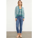 Kare Desen Bluz Hirka Triko Takim - Mint