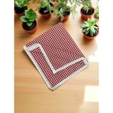 Kare Desenli Fistolu Masa Örtüsü Piknik Örtüsü Sofra Bezi - Kırmızı - 80 x 100 cm