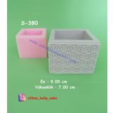 Kare Desenli Saksı 3 Silikon Kalıp