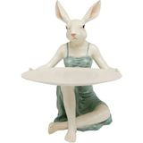 Kare Design Lady Rabbit Tray Dekoratif Obje - Yeşil - Standart