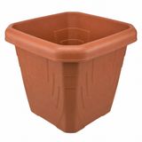 Kare Dış Mekan Saksısı 43x43x40 cm | Büyük Boy Plastik Bahçe Saksısı | Balkon, Teras, Bahçe ve İç Mekan Dekoratif Çiçek Saksısı | Dayanıklı ve Hafif Tasarım | Terracotta Kahverengi